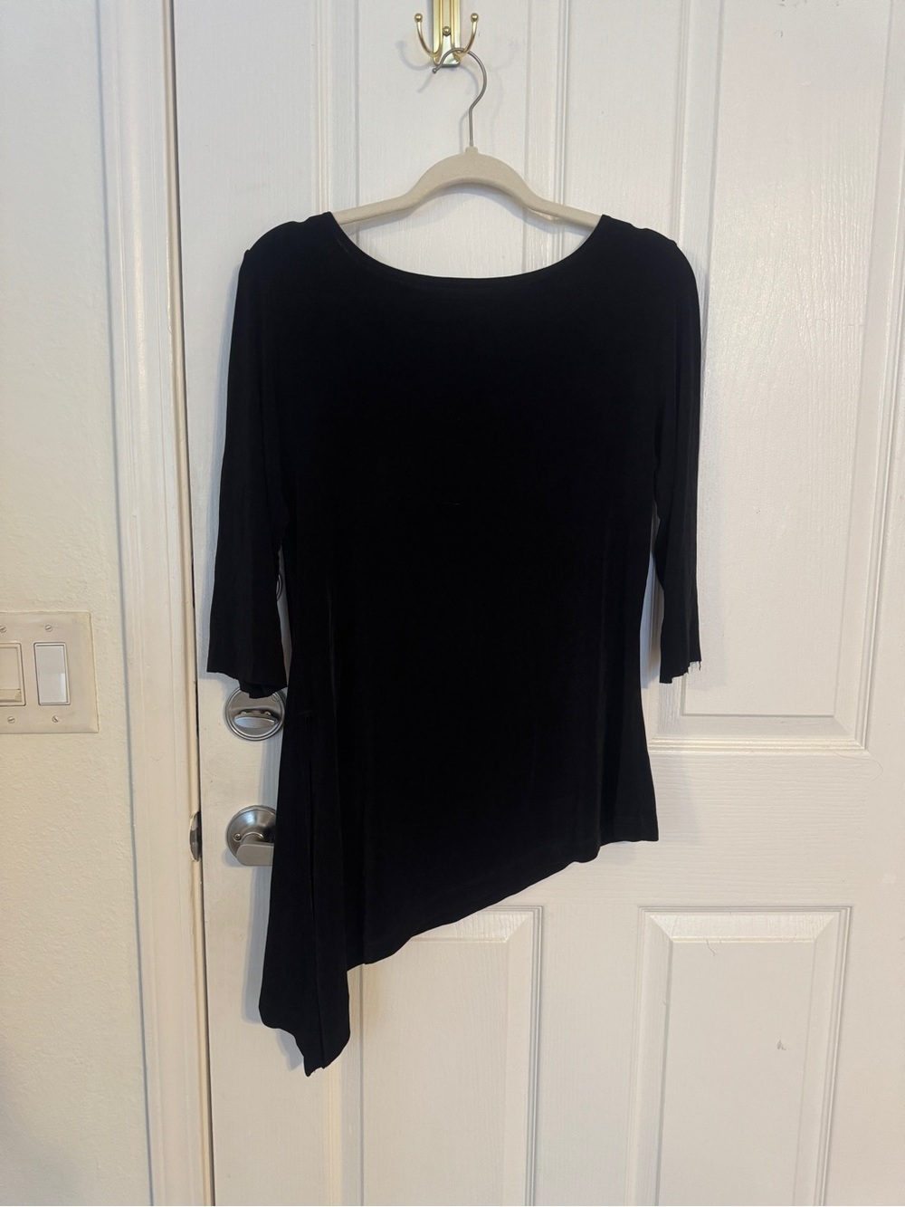 Black Asymmetric Hem Women's Top